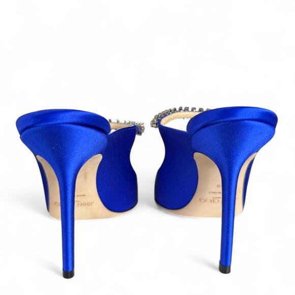 Jimmy Choo‎ Bing 100 Satin Crystal-Strap Mules Size 38 - Picture 3 of 12